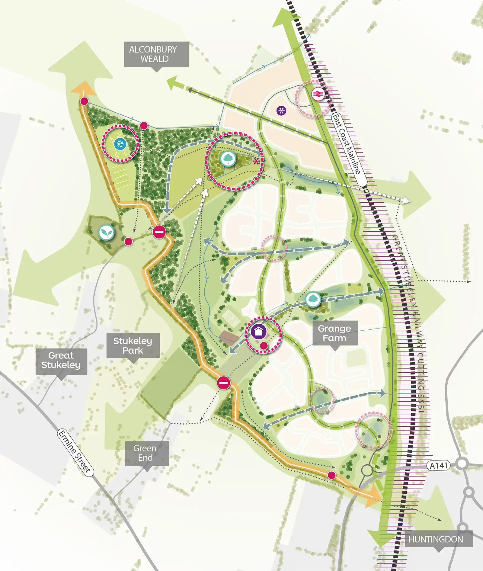 Map showing the Prestley Country Park framework